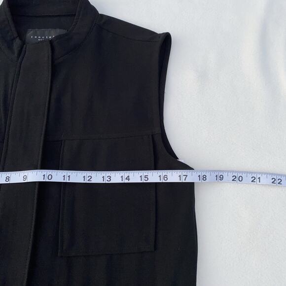 Sanctuary Women’s Vest SZ XS Zipper & Buttons Black 4 Front Pockets Drawstring - Picture 9 of 12
